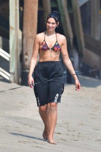 Dua Lipa in a Black Bikini Top