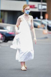 Elle Fanning in a White Dress