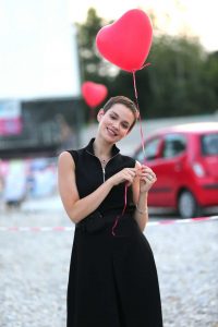 Emilia Schule in a Black Dress