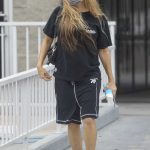 Fergie in a Black Tee Arrives at a Physical Therapy Appointment in Santa Monica 08/24/2020
