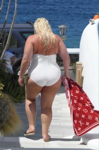 Gemma Collins in a White Swimsuit