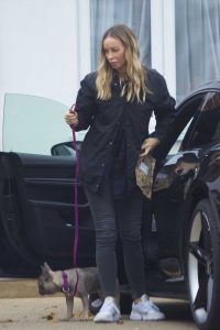 Lauren Pope in a Black Jacket