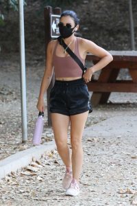 Lucy Hale in a Black Protective Mask