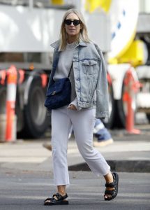 Phoebe Burgess in a White Jeans