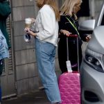 Pixie Lott Gets Her Temperature Checked as She Arrives at the Stage Door at Media City in Manchester 08/22/2020