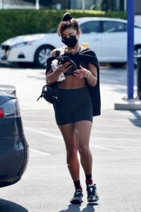Vanessa Hudgens in a Black Spandex Shorts