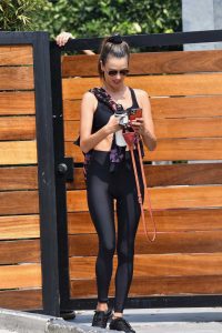 Alessandra Ambrosio in a Black Exercise