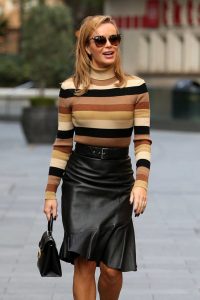 Amanda Holden in a Black Leather Skirt