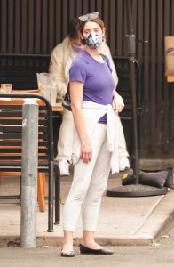 Ashley Greene in a Purple Tee