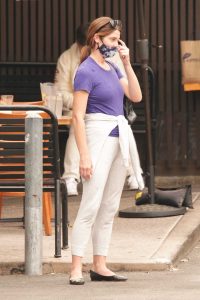 Ashley Greene in a Purple Tee