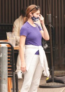 Ashley Greene in a Purple Tee