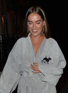 Chloe Ross in a Gray Bathrobe