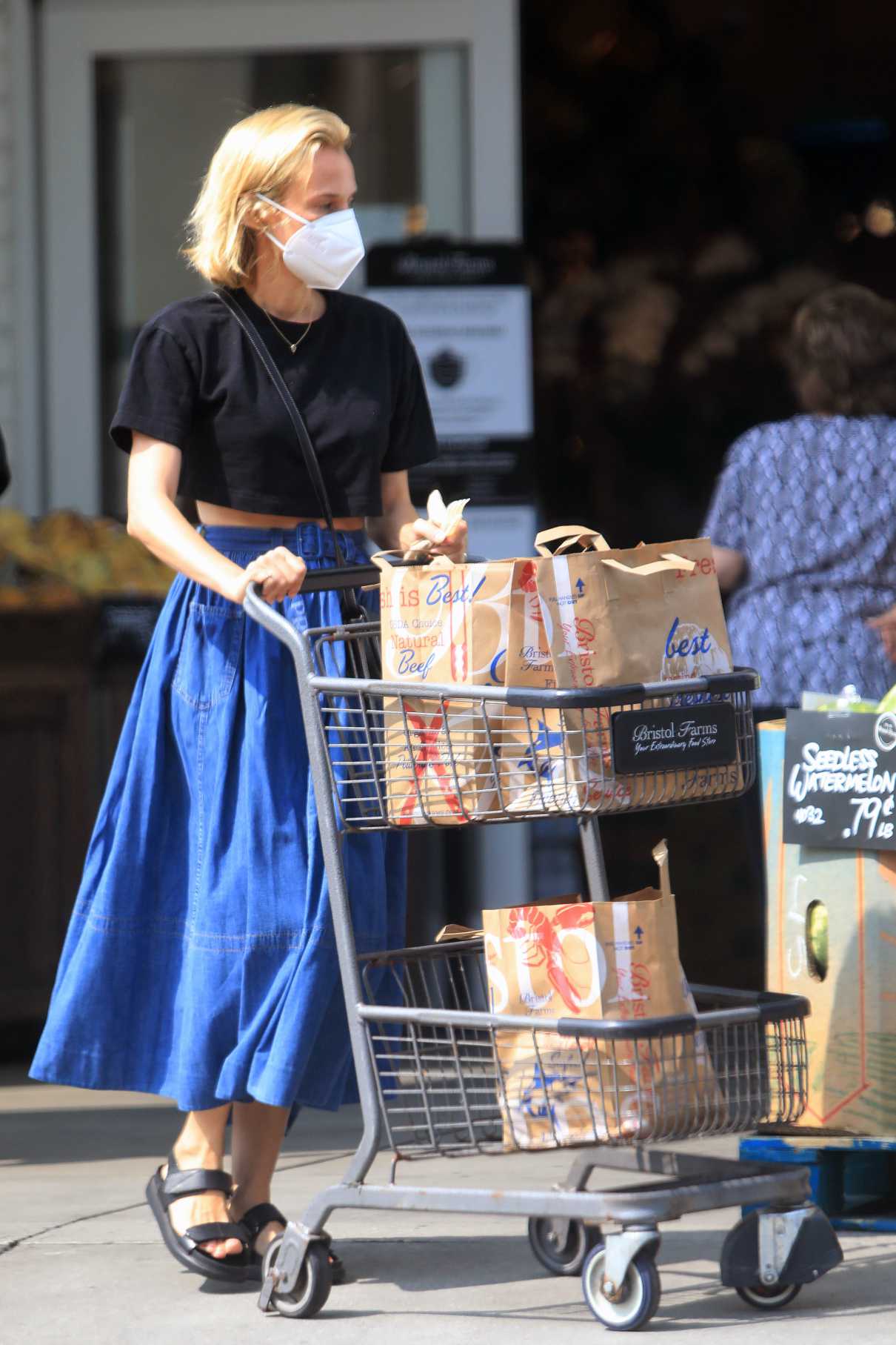 Diane Kruger in Blue Skirt Goes Grocery Shopping in Los Angeles 09/17 ...