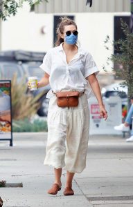 Elizabeth Olsen in a Protective Mask