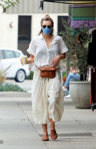 Elizabeth Olsen in a Protective Mask