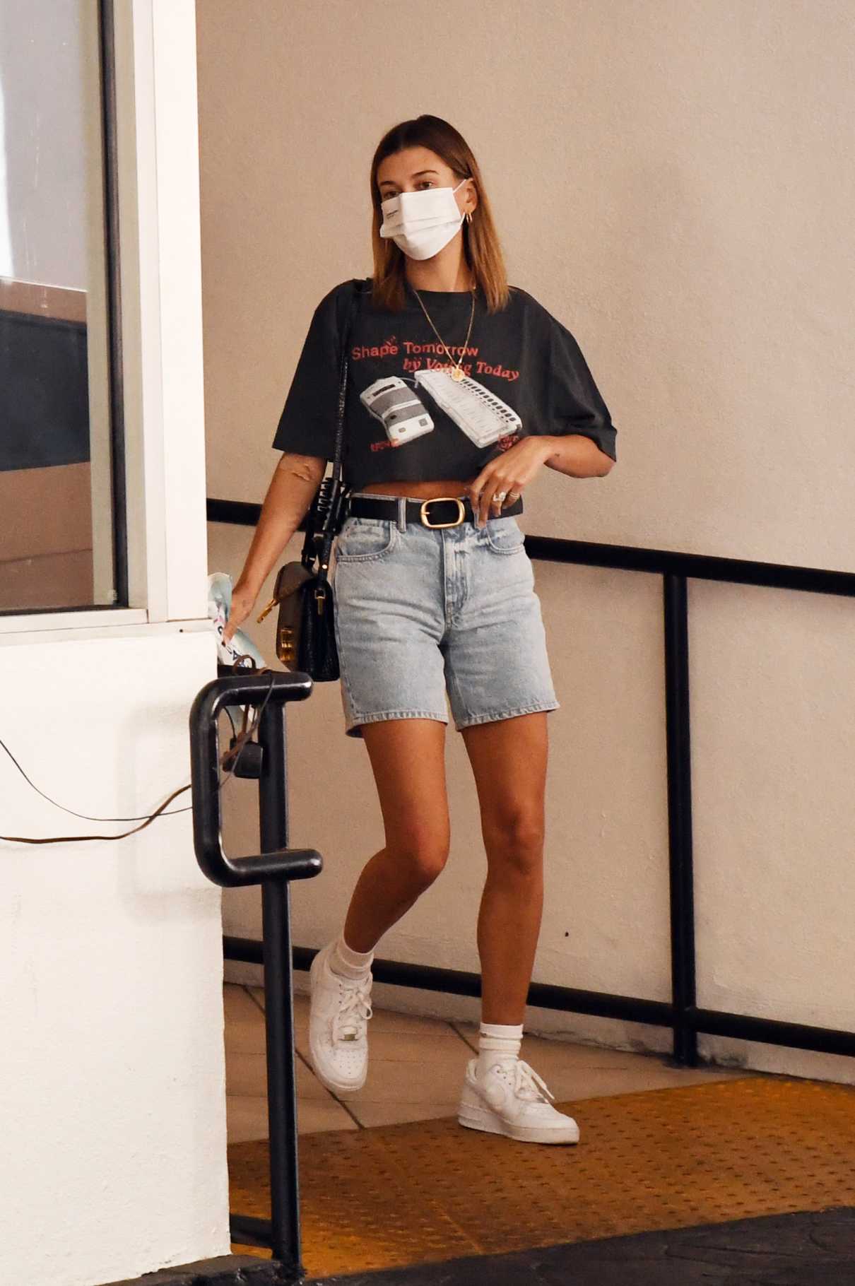 Hailey Bieber in a White Nike Sneakers