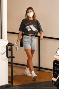 Hailey Bieber in a White Nike Sneakers