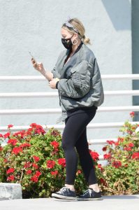 Hilary Duff in a Grey Bomber Jacket