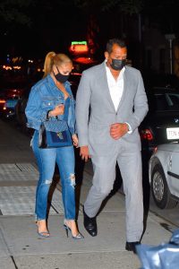 Jennifer Lopez in a Blue Denim Suit
