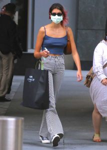 Kaia Gerber in a Blue Top