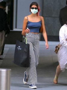 Kaia Gerber in a Blue Top