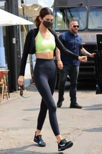 Kendall Jenner in a Neon Green Sports Bra
