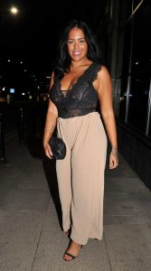 Malin Andersson in a Beige Pants