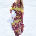 Rachel Zoe in a Multicolored Dress Was Seen on the Beach in Santa Barbara 08/31/2020