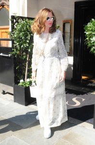 Trinny Woodall in a White Dress