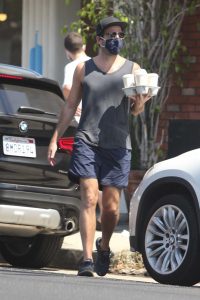 Zachary Quinto in a Gray Tank Top