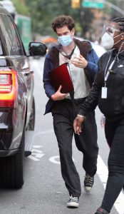 Andrew Garfield in a Protective Mask