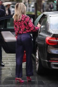 Ashley Roberts in a Floral Blouse