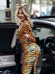 Ashley Roberts in a Tiger Print Catsuit