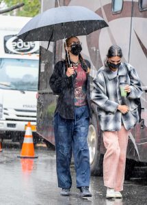 Bella Hadid in a Black Protective Mask