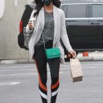 Britt Stewart in a Black Protective Mask Leaves the DWTS Studio in Los Angeles 10/21/2020