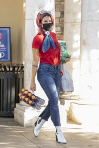 Brittany Furlan in a Red Tee