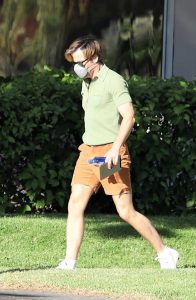 Chris Pine in a Green Polo