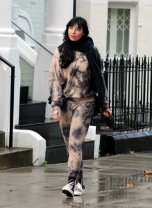 Daisy Lowe in a Tie Dye Sweatsuit