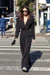 Emily Ratajkowski in a Black Suit