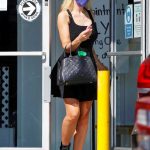 Holly Madison in a Black Mini Dress Leaves a Dry Cleaners in Los Angeles 10/13/2020