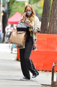 Jennifer Lawrence in a Polka Dot Track Pants