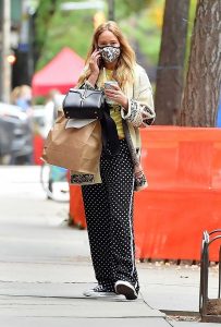 Jennifer Lawrence in a Polka Dot Track Pants