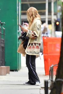 Jennifer Lawrence in a Polka Dot Track Pants