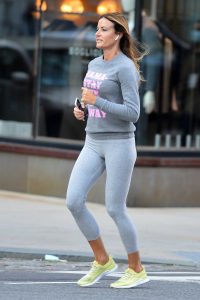 Kelly Bensimon in a Grey Exercise Outfit