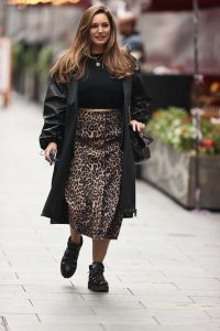 Kelly Brook in a Black Trench Coat