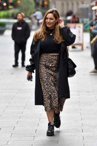 Kelly Brook in a Black Trench Coat