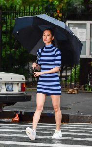 Kim So-hyun in a Blue Striped Dress