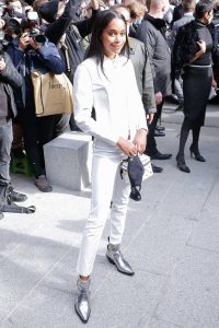 Laura Harrier in a White Suit