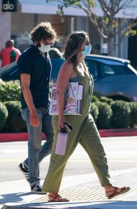 Leighton Meester in an Olive Jumpsuit