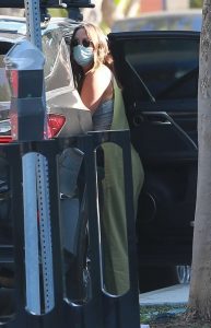 Leighton Meester in an Olive Jumpsuit